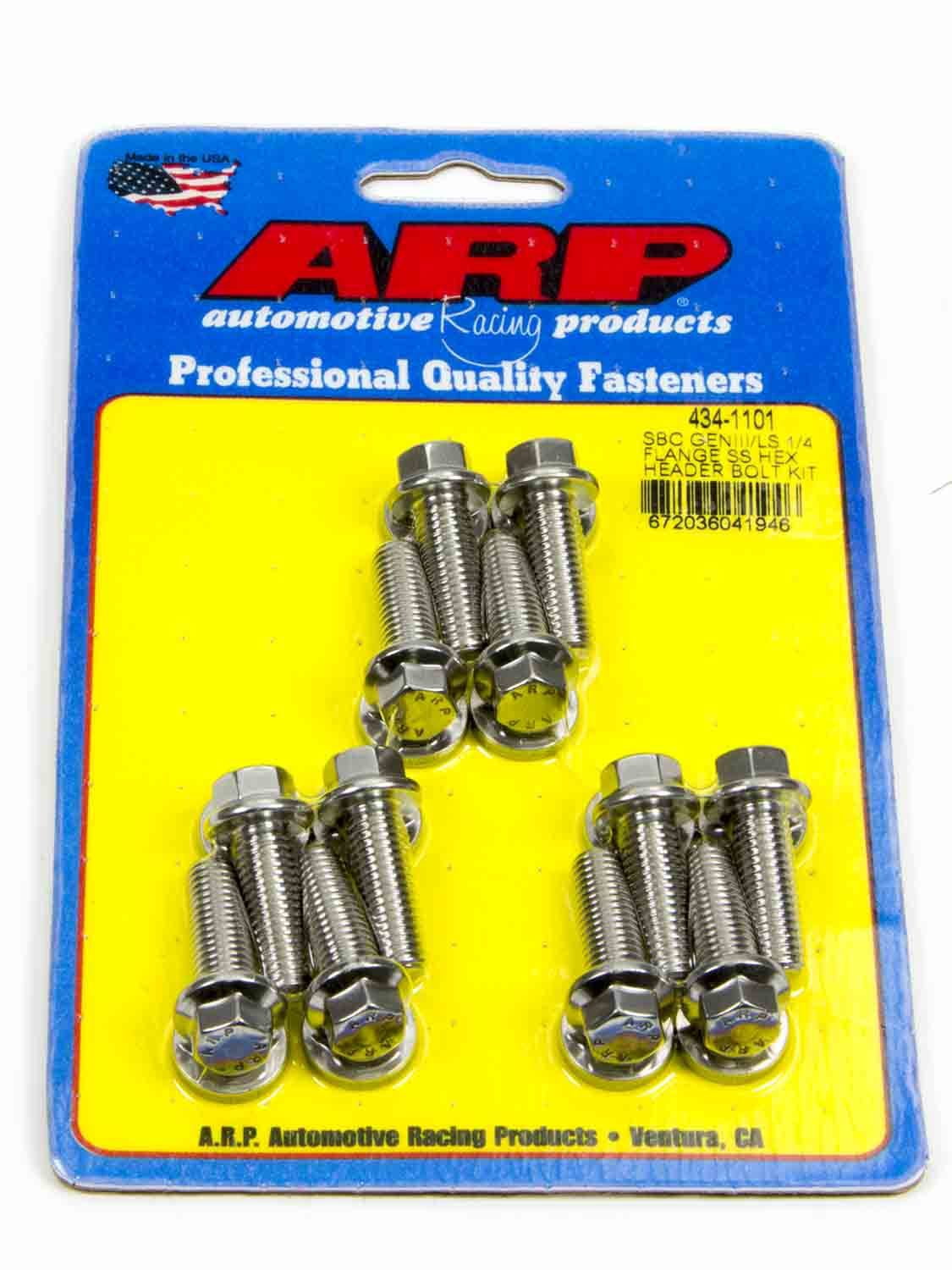 ARP INC. 434-1101 SBC/GENIII LS 1/4 FLANGE SS HEX HEADER BOLT KIT