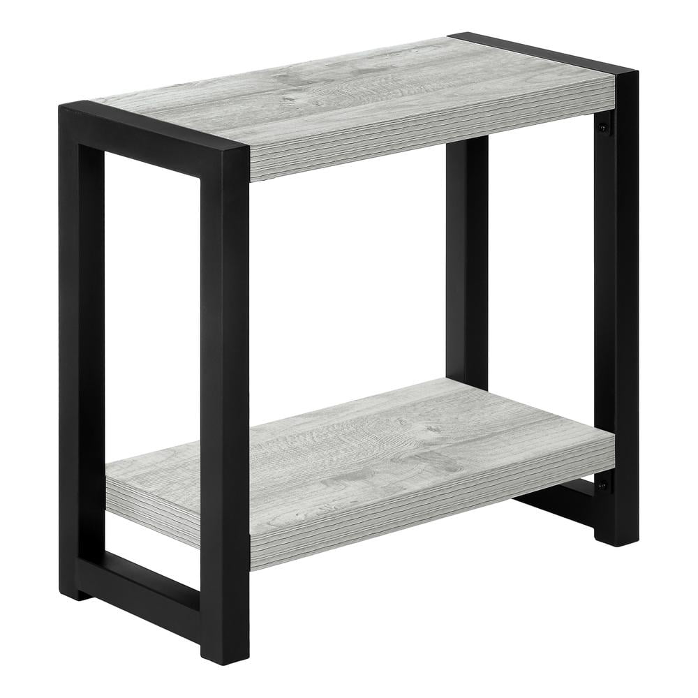 Accent Table Side End Narrow Small 2 Tier Bedroom Metal Grey
