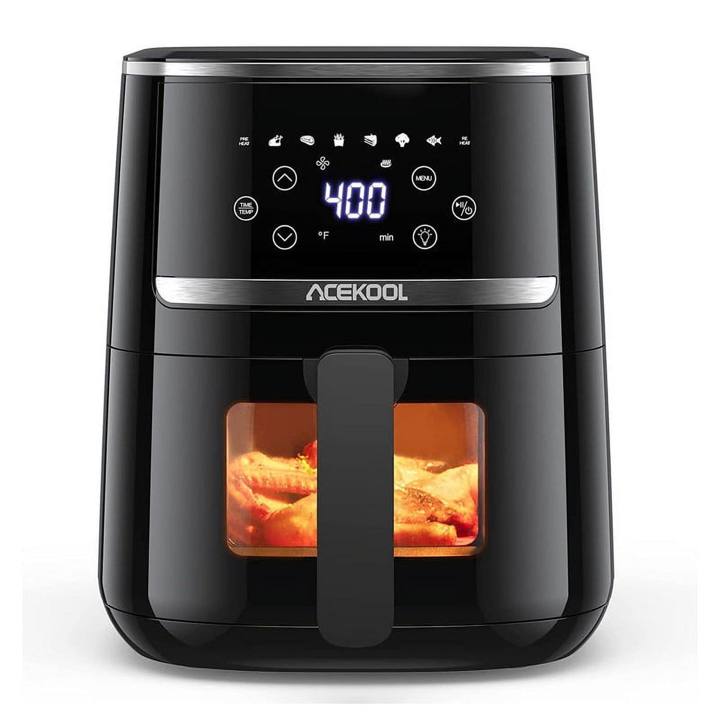 Acekool 5Qt Air Fryer with Visible Window, 8 Preset with Time/Temp Control, Digital Oil-Less Cooker with Dishwasher Safe Basket