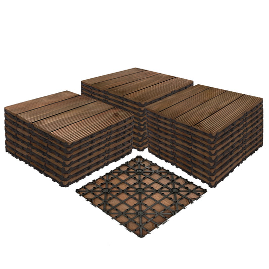 Achim OutdoorZ Interlocking Wood Deck Tiles - Honey Oak - 27 Tiles (27 Sq.Ft.)