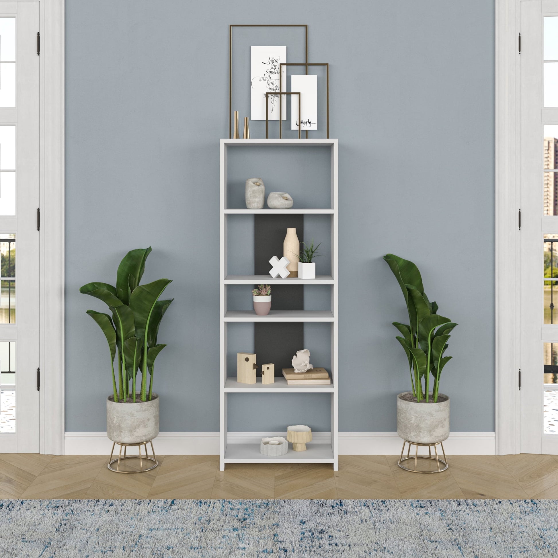 Ada Home Decor Diosp Multiple Tier Open Shelf Modern Bookcase, Anthracite/White