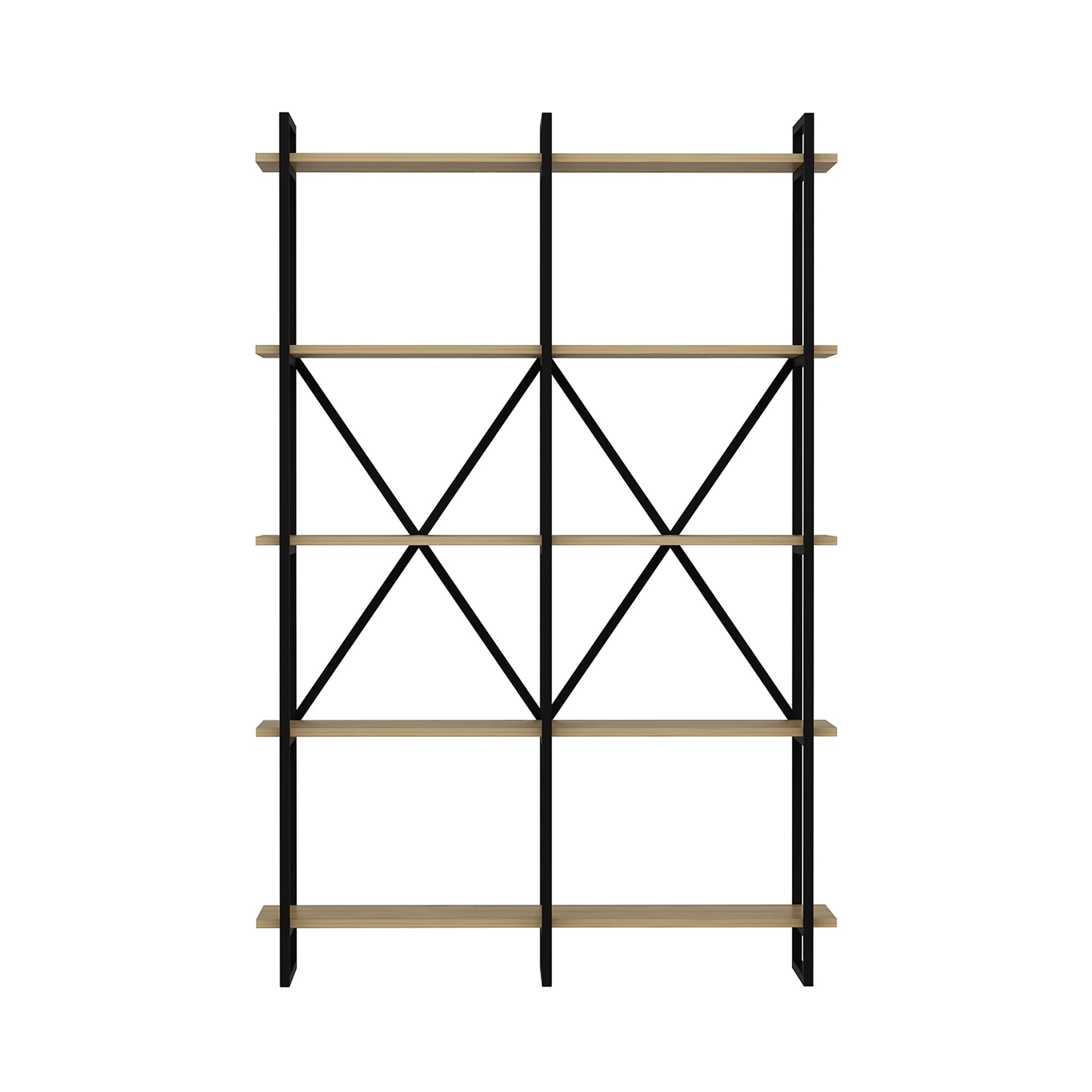 Ada Home Decor ElstonIV 4 Tier Open Shelf Modern Bookcase, Oak/Black