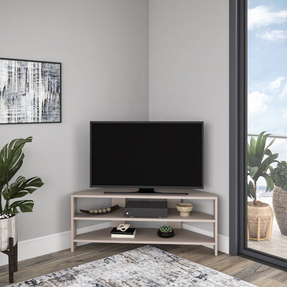 Ada Home Decor Furniture for TVs up to 48" 2 Tier Open Shelf White Terry Modern TV Stand