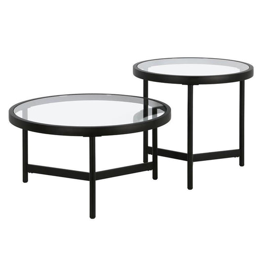 Evelyn&Zoe Quentin 30" Wide Round Coffee Table, Blackened Bronze