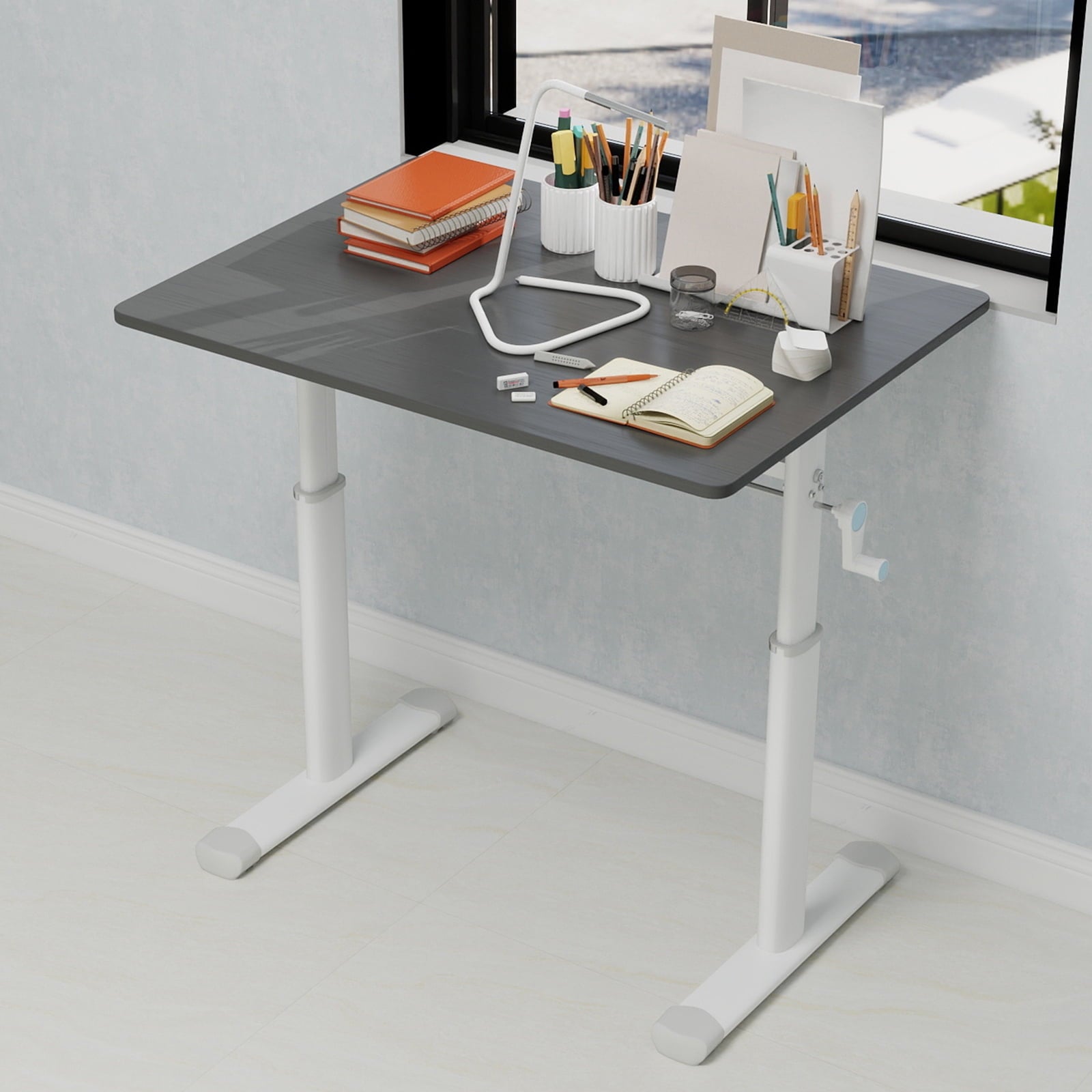 Adjustable Study Desk for Children and Adults, Height-Adjustable, Multifunctional Home Office Desk, Compact Design, 60x120cm