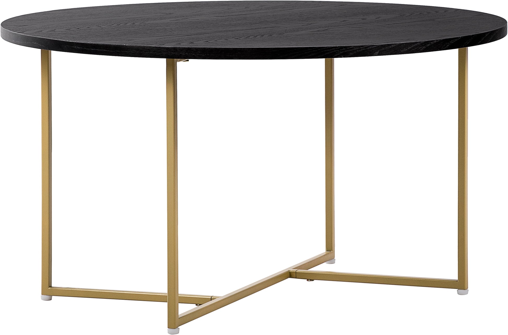 Adore Decor Ines Round Coffee Table with Metal Legs, Noir Black