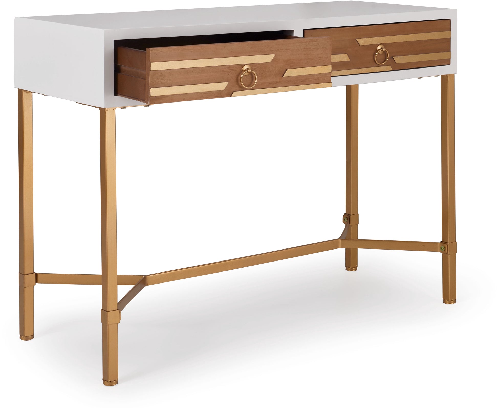 Adore Decor Jupiter Modern 2-Drawer Wood Desk Console Table in White