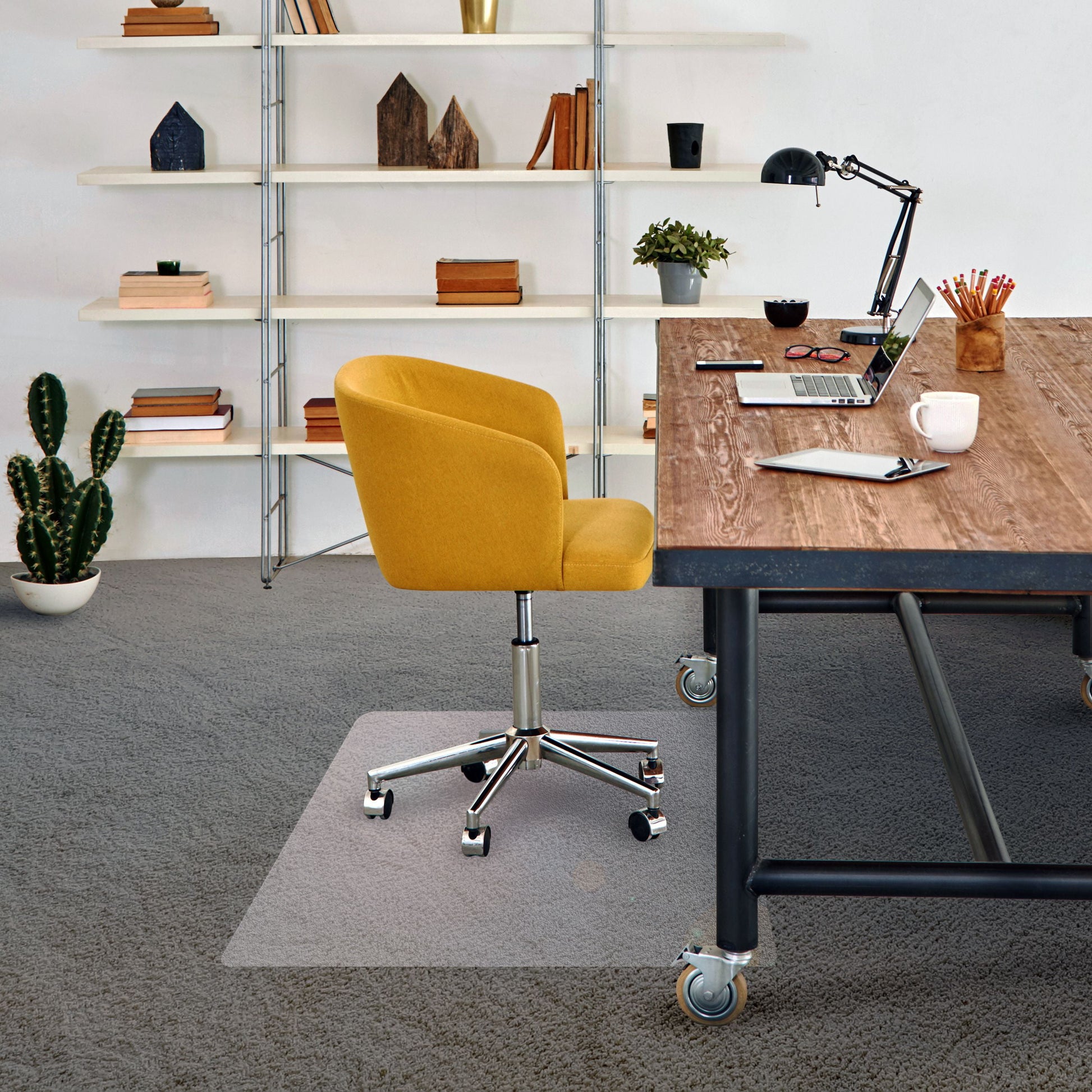 AdvantagematÂ® Phthalate Free Vinyl Rectangular Chair Mat for Carpets up to 1/4" - 36" x 48"