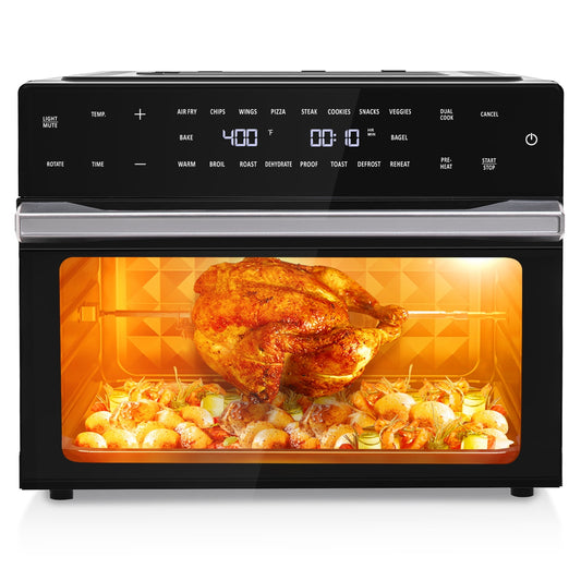 Aeitto 32 QT Large Air Fryer Oven, Rotisserie, Dehydrator, 19-in-1 Countertop Oven Combo, 6 Accessories