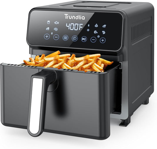 Air Fryer 6.3 Quart, Airfryer Oven Combo All Metal Design, 1500W Large LCD Air Fryer Toaster, 175℉-400℉, Nonstick Basket, 8 Presets