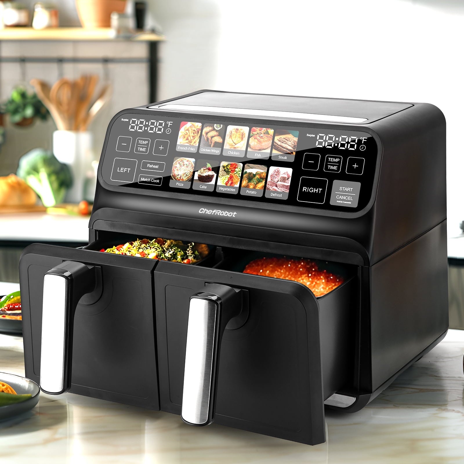 Air Fryer 8 Quart Dual Air Fryer TFT Screen Double Air Fryer for Family Size/Kitchen/RV
