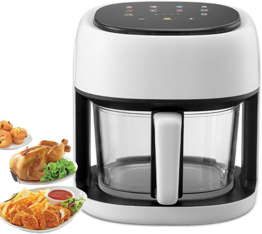 Air Fryer, Mini Air Fryer One-Touch Digital Control Presets, French Fries, Chicken, Meat, Fish, Visual Cooking Window，Nonstick Dishwasher-Safe Parts, Quick & Easy Meals in Minutes(White)