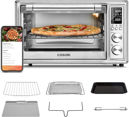 Air Fryer Toaster Oven Combo 13-in-1, 32Qt APP & Voice Control Convection Oven Countertop, Bake, Broil, Roast, Dehydrate, Sous Vide, 134 Recipes & 4 Accessories