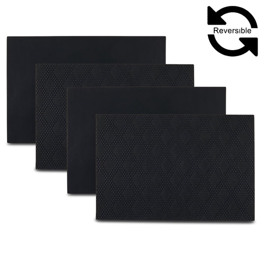 Ala Carte by Dainty Home Basel Diamond Textured Faux Leather Placemats â€“ Set of 4, Reversible, Non-Slip, Washable, Heat & Tear Resistant â€“ 12x18 in Dining Table Mats