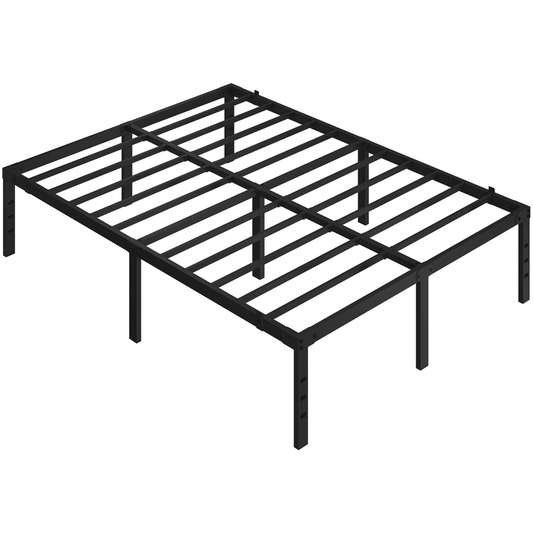 Alden Design Full Size 18'' Metal Platform Bed Frame, No Box Spring Needed, Adult, Black