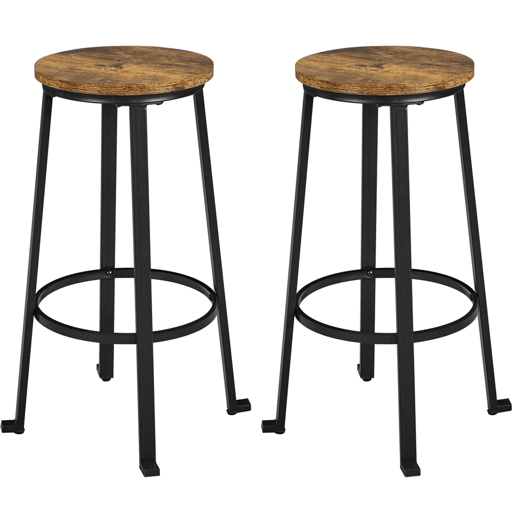 Alden Design 29.5" Metal Frame Backless Bar Stools for Kitchen/Bar, 2PCS, Rustic Brown