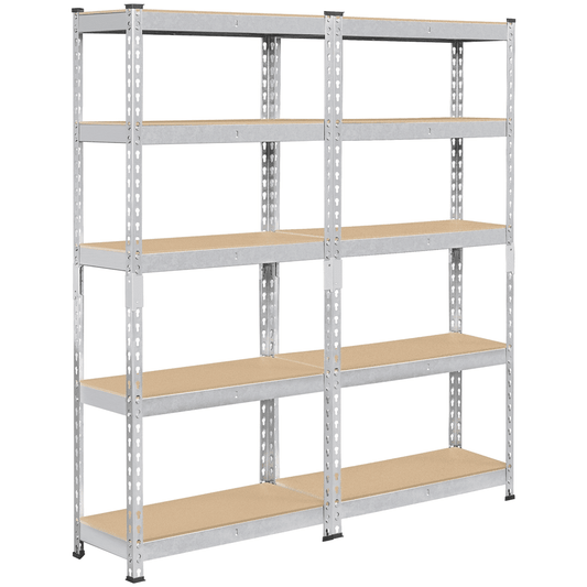 Alden Design 5-Shelf Boltless & Adjustable Steel Storage Shelf Unit, Silver, 2 Pack