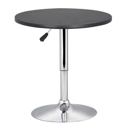 Alden Design Adjustable Chrome Base Round Swivel Bar Table for Bistro CafÃ©, Black