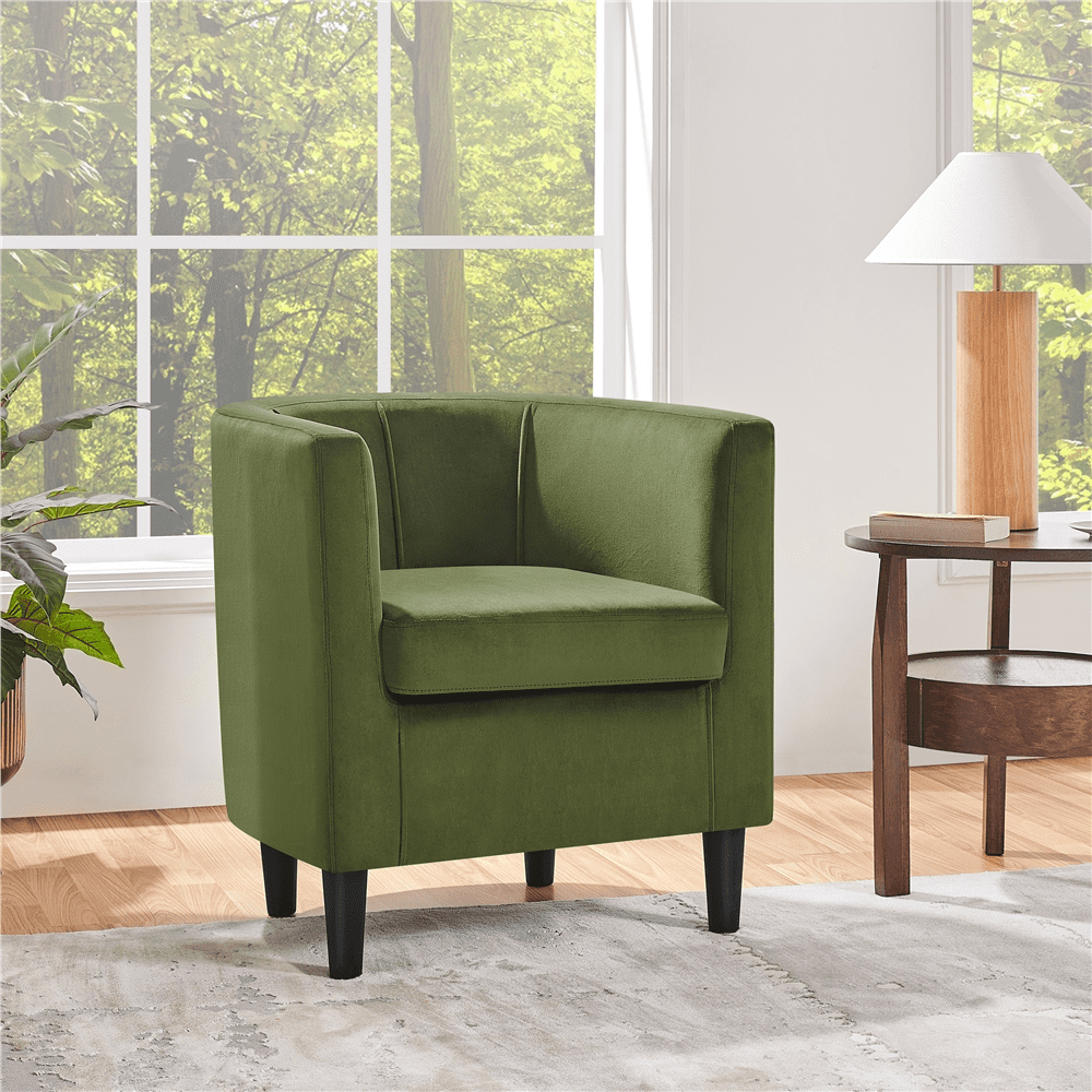 Alden Design Contemporary Barrel Accent Chair for Livingroom, Gray Velvet