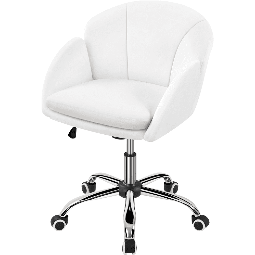 Alden Design Modern Rolling Desk Chair with Armrests for Home Office, Snowy