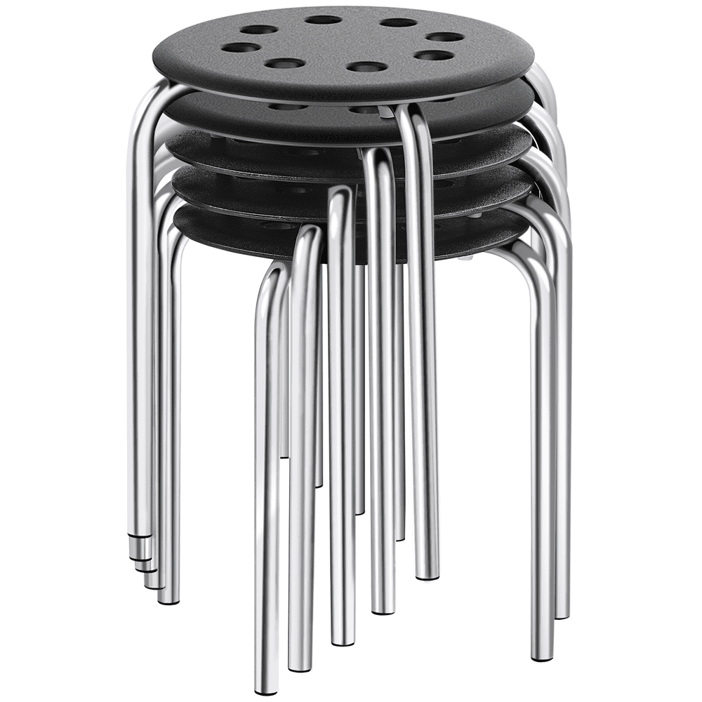 Alden Design 5PCS 17.7" Height Padded Stakable Metal Stools for Classroom, Multicolor