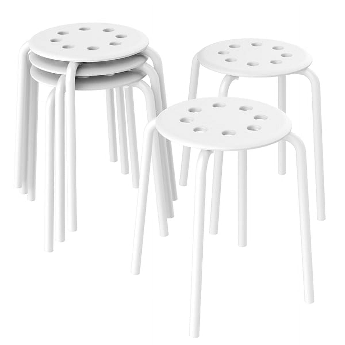 Alden Design Set of 5 Plastic Stack Stools Round Bar Stools, White