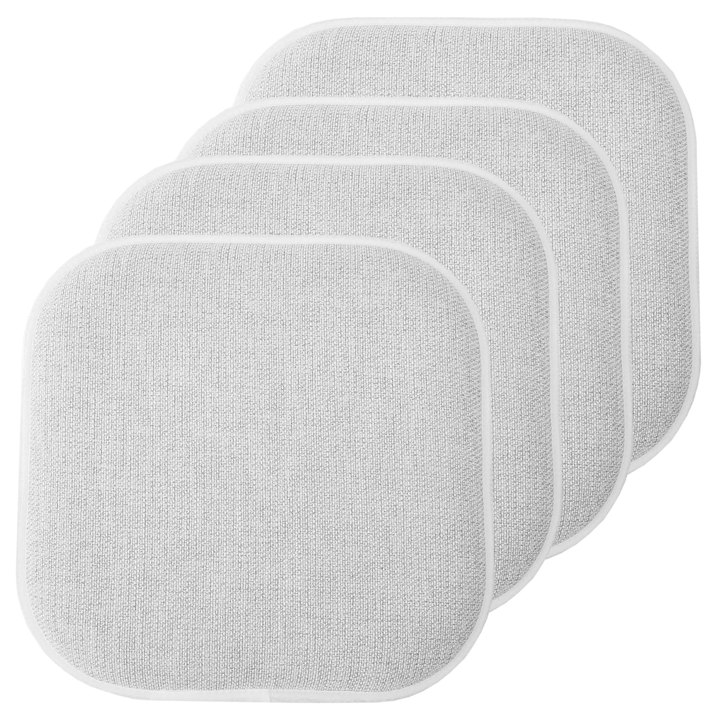 Alexis Memory Foam No Slip Back 16 x 16 Chair Pad Cushion 4 Pack - Gray-White