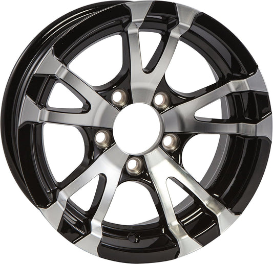 Aluminum Trailer Wheel 15X6 15 Inch Rim Black and Machined 5 Lug Avalanche