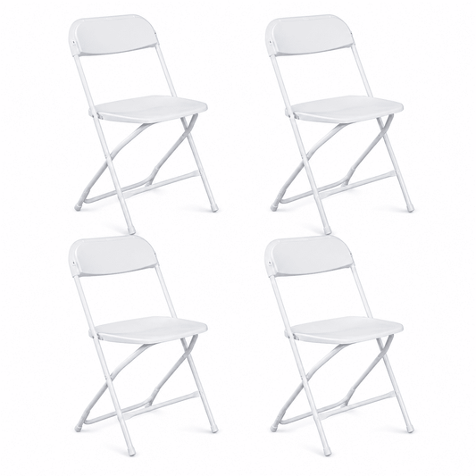 Alvantor 4 Pack Plastic Folding Chairs White Heavy Duty Indoor Outdoor Portable Stackable Chairs for Party Office Event Home