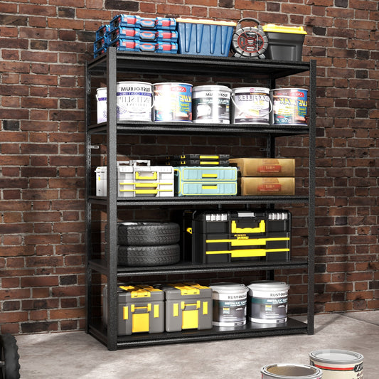 Alvantor 5 Tier Storage Shelves, Metal Storage Shelving with Adjustable Shelf for Garage Basement, 31.5"W x 16"D x 63"H Black