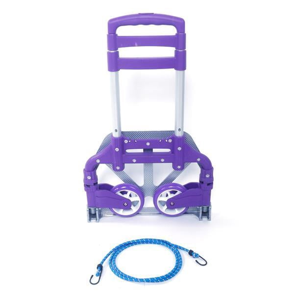 Alvantor Purple Folding Aluminum Hand Truck with Stair Climber and Bungee Cord, 165 lb Capacity