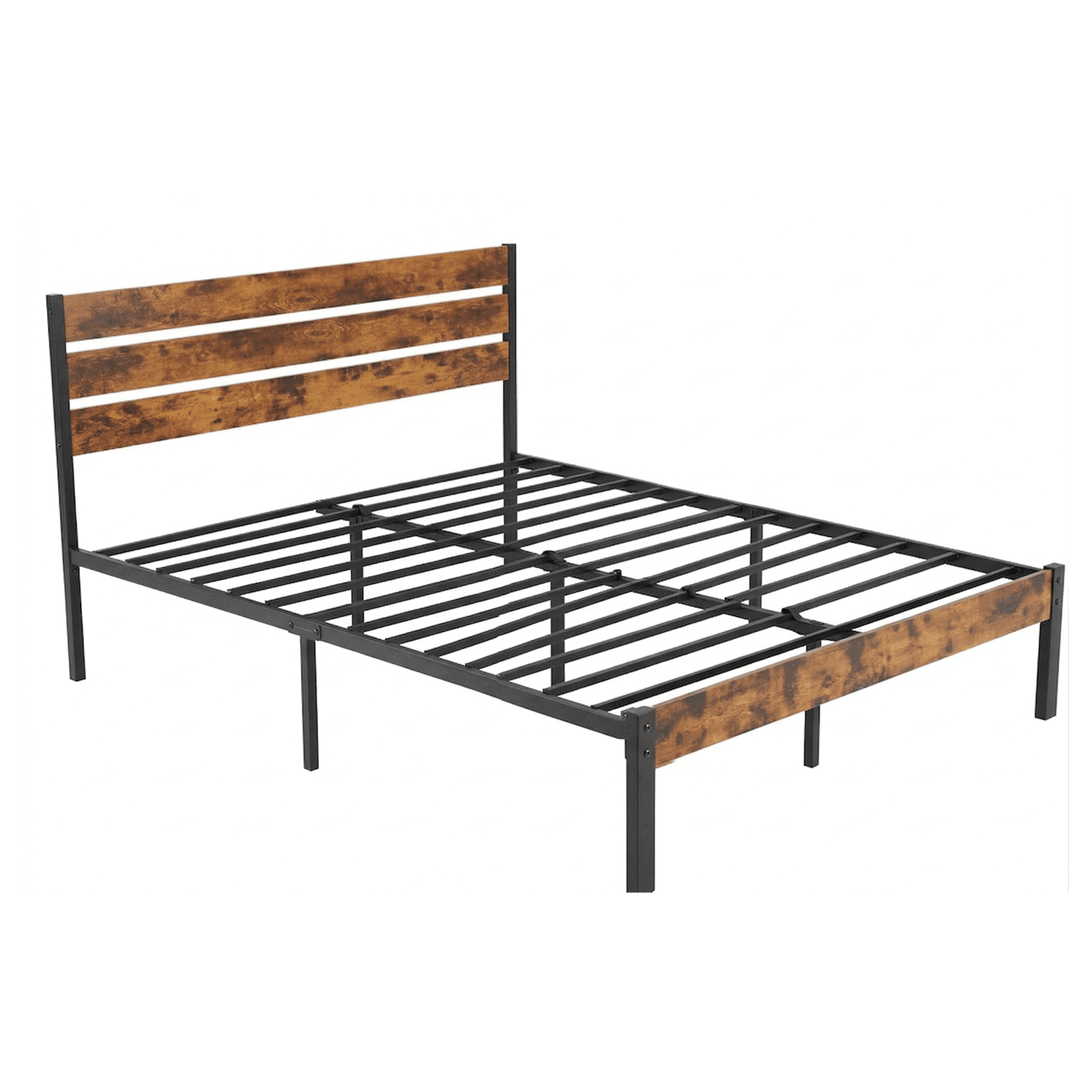 Alvantor Metal Platform Bed Frame with Headboard & Footboard - No Box Spring Needed, 800LBS Sturdy Wooden Slats Support, Industrial Style
