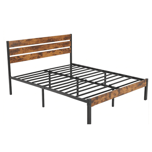 Alvantor Metal Platform Bed Frame with Headboard & Footboard - No Box Spring Needed, 800LBS Sturdy Wooden Slats Support, Industrial Style