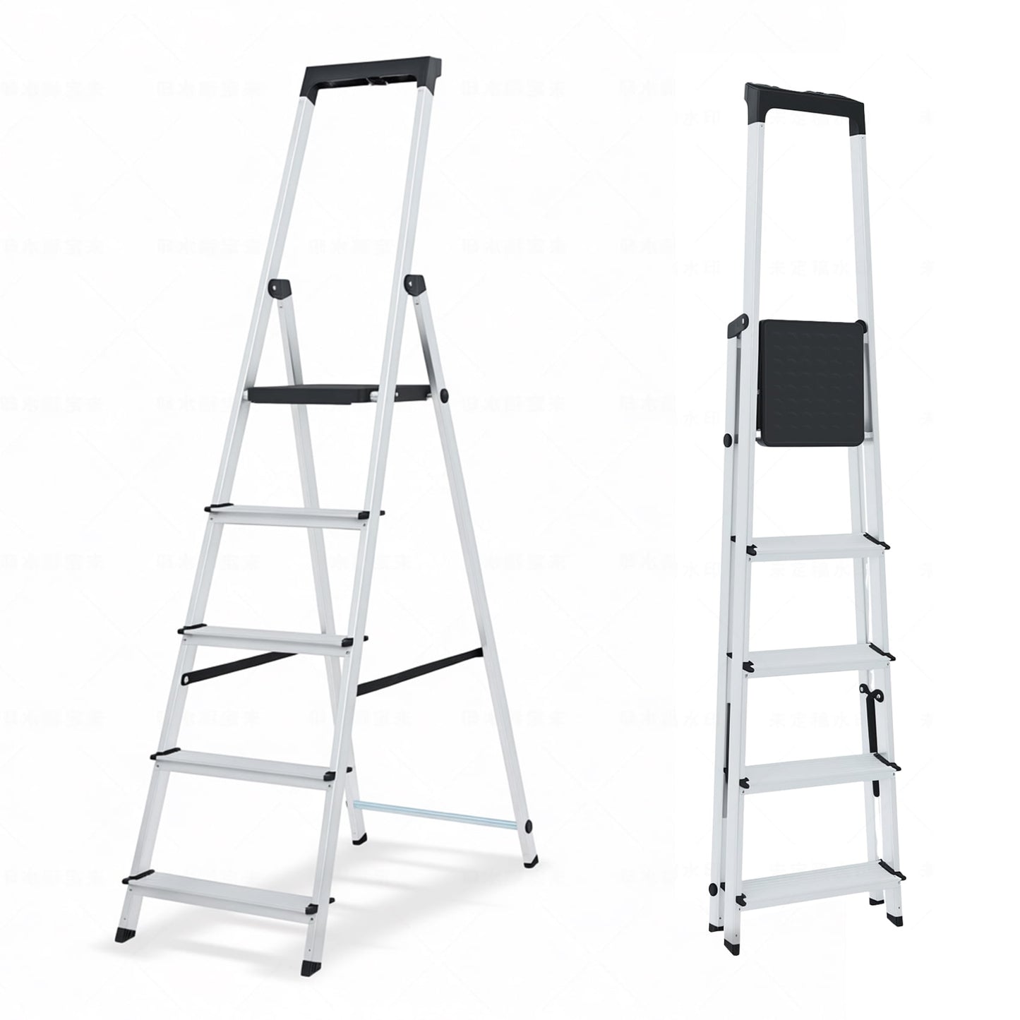Alvantor 5-Step Folding Ladder, Heavy Duty 330 lbs Capacity, Anti-Slip Design