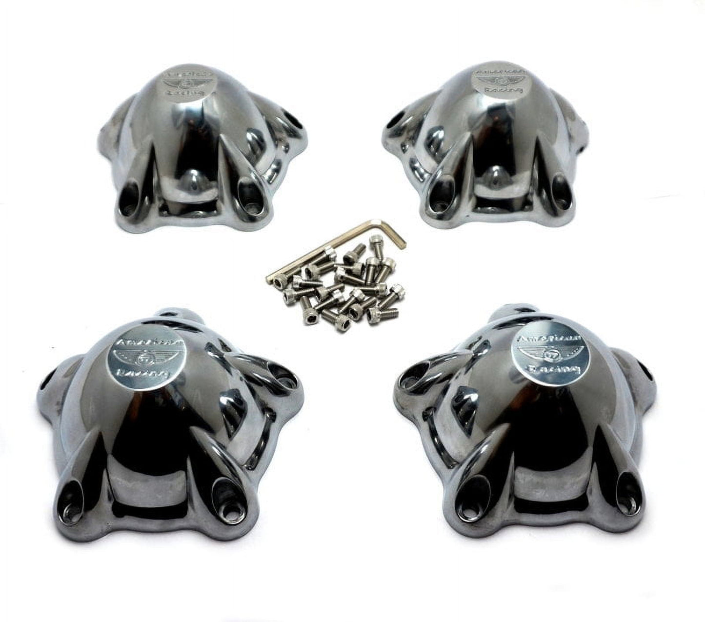 American Racing 4pc Chrome Hollowpoint Die Cast Wheel Center Hub Cap 5 Lug