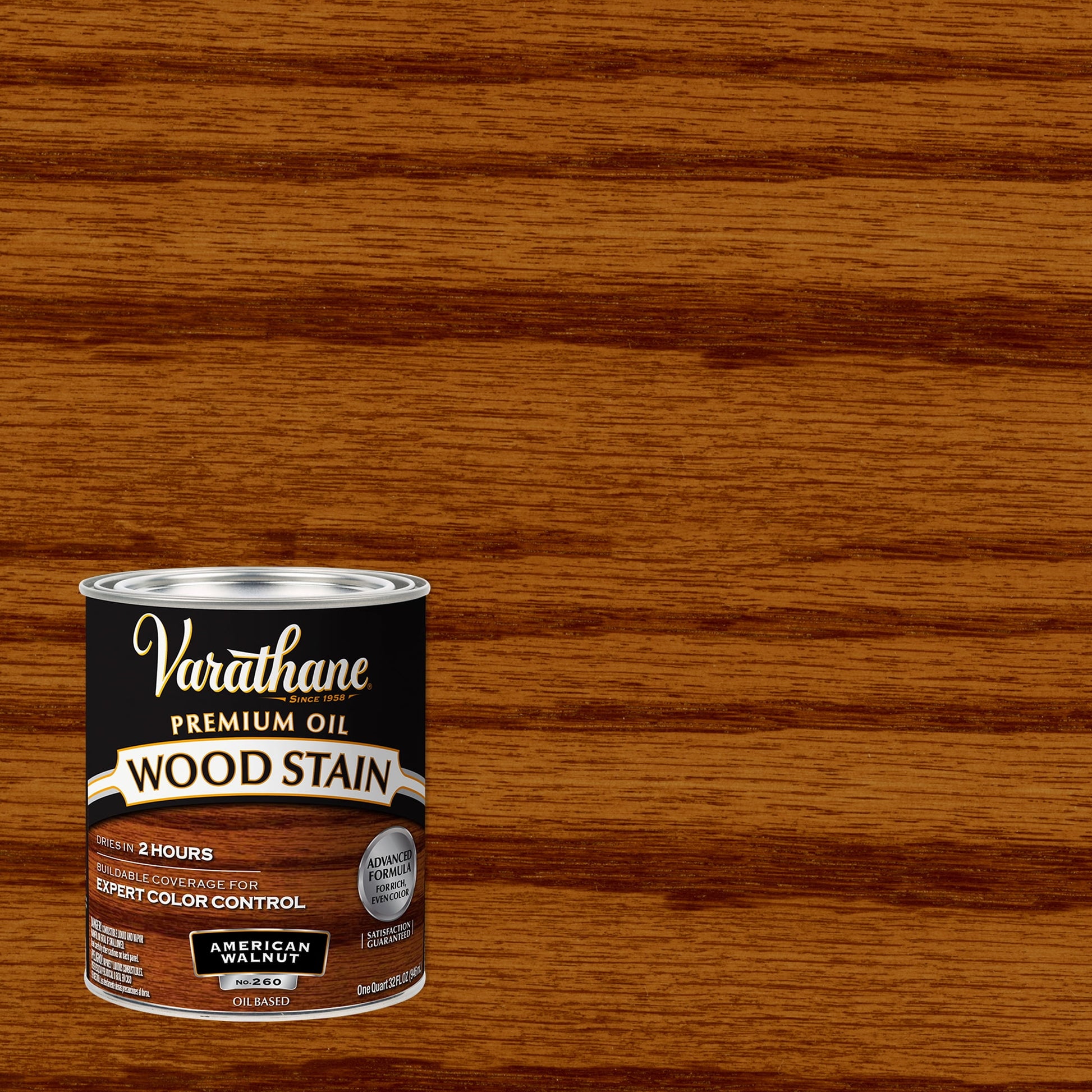 2 Pack, American Walnut, Varathane Premium Oil-Based Interior Wood Stain-211727H, Quart