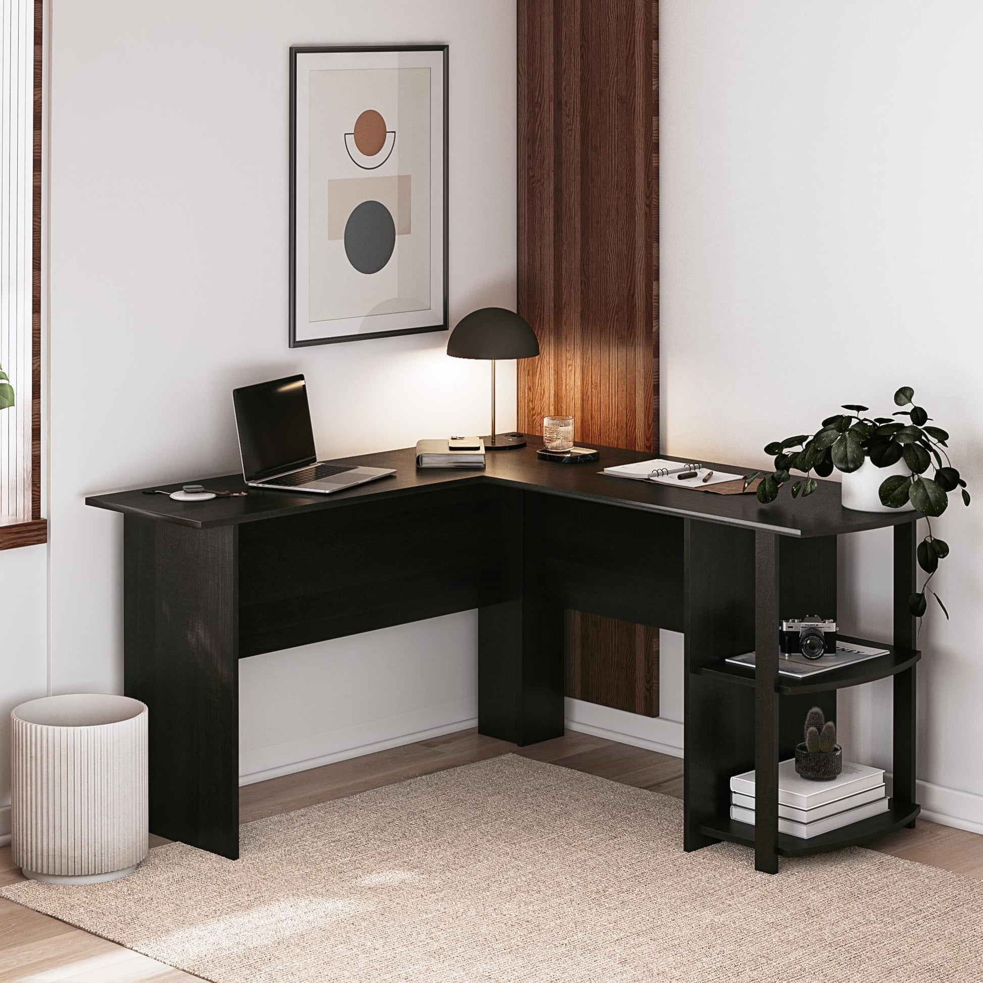Ameriwood Home L Shaped Desk with Side Storage, Espresso
