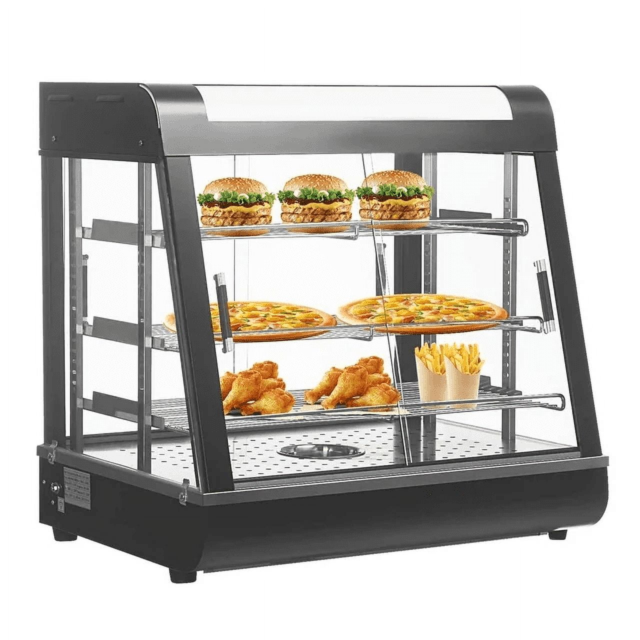 Anpuce 26" Food Warmer, 3 Tier Display Hot Food Countertop Case, Commercial Buffet Restaurant Heated Cabinet, Food Showcase for Catering Pizza Empanda Pastry Patty Warmer L26 x W19 x H25