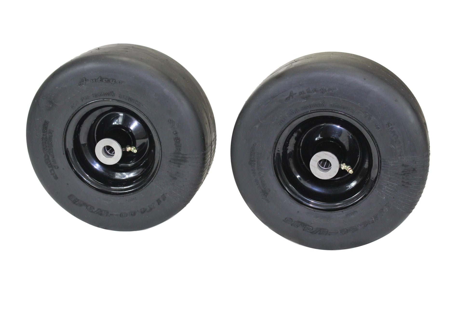Antego Tire and Wheel 11x4.00-5 Flat Proof, Smooth Semi Pneumatic Tire & Wheel Assembly (Set of Two)