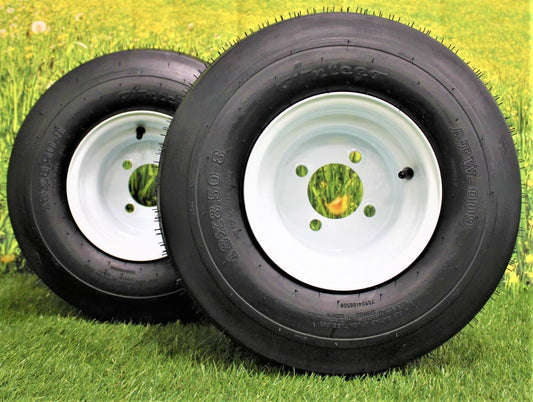 Antego Tire and Wheel 18x8.50-8 with 8x7 White Assembly for Golf Cart and Lawn Mower (Set of 2)