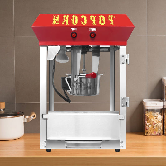 Antique Style Popcorn Machine With Glossy Finish 6-Ounce Capacity Stainless Steel Accessories Perfect For Popcorn