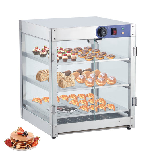 Aoile Commercial Food Warmer Display Case, 3-Tier Electric Countertop Pizza Pastry Warmer with LED Lighting & Temp Knob