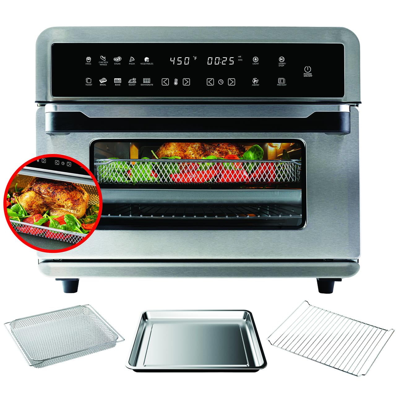 Aria 30Qt Touchscreen Air Fryer Toaster Oven with 3 Cooking Levels, Accessories, & Cookbook