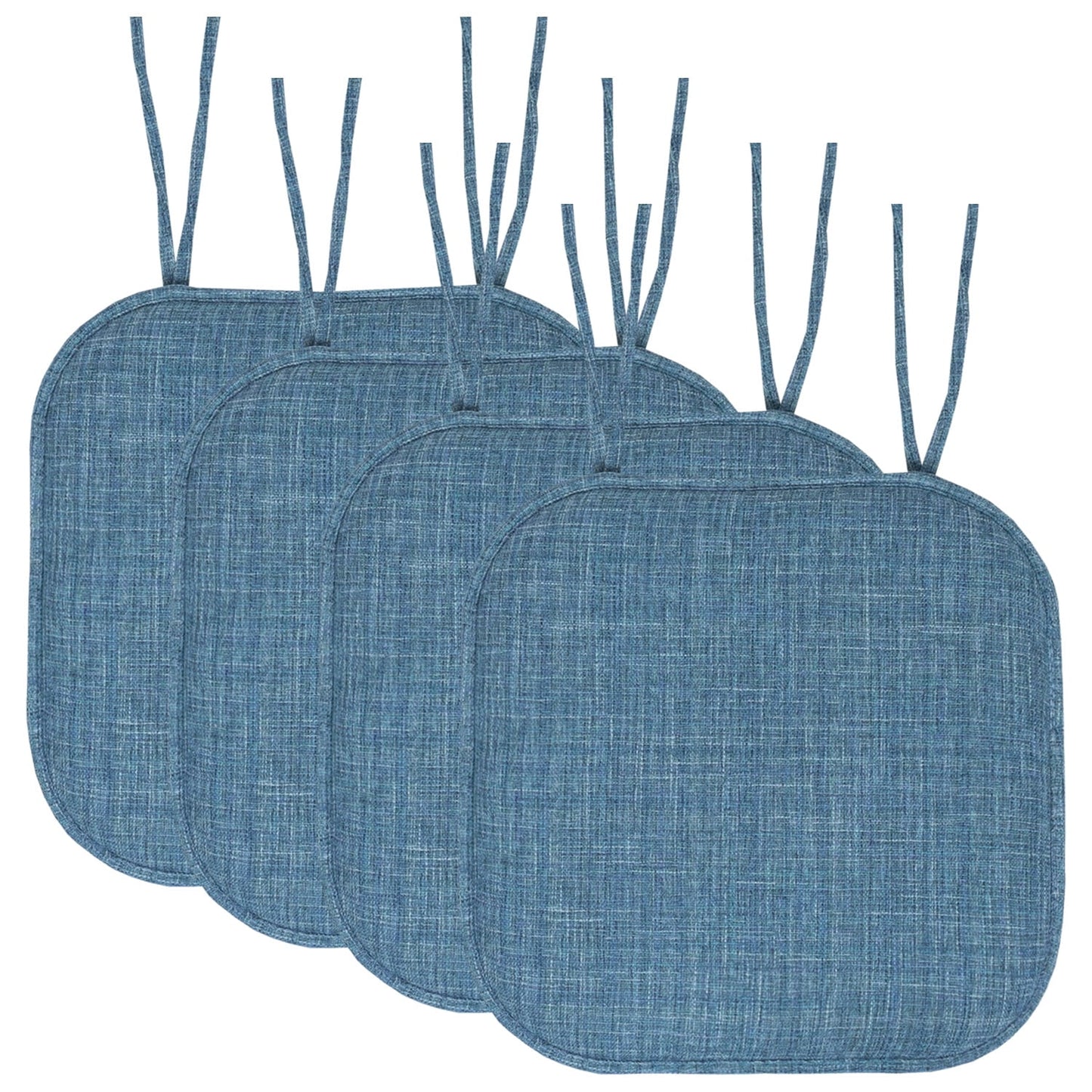 Aria Memory Foam Non-Slip Chair Cushion Pad with Ties 4 Pack - Multi Blue