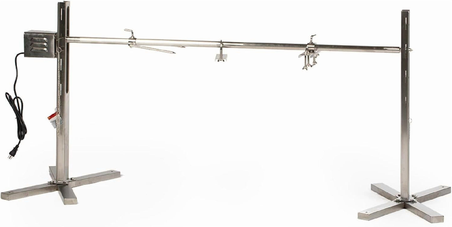 Ash & Ember 13W Tripod Rotisserie Roaster Stand, Rated 85 LB, Adjustable Height Open Fire Roaster, Round Stainless Steel Spit Rod, Electric BBQ Grill Stand for Pork, Chicken, Lamb, or Goat