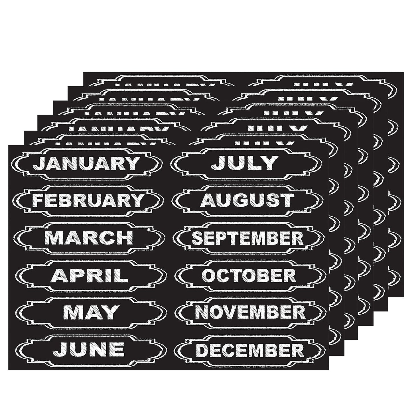 Ashley Productions Die-Cut Magnets, Chalkboard Calendar Months, 12 Per Pack, 6 Packs