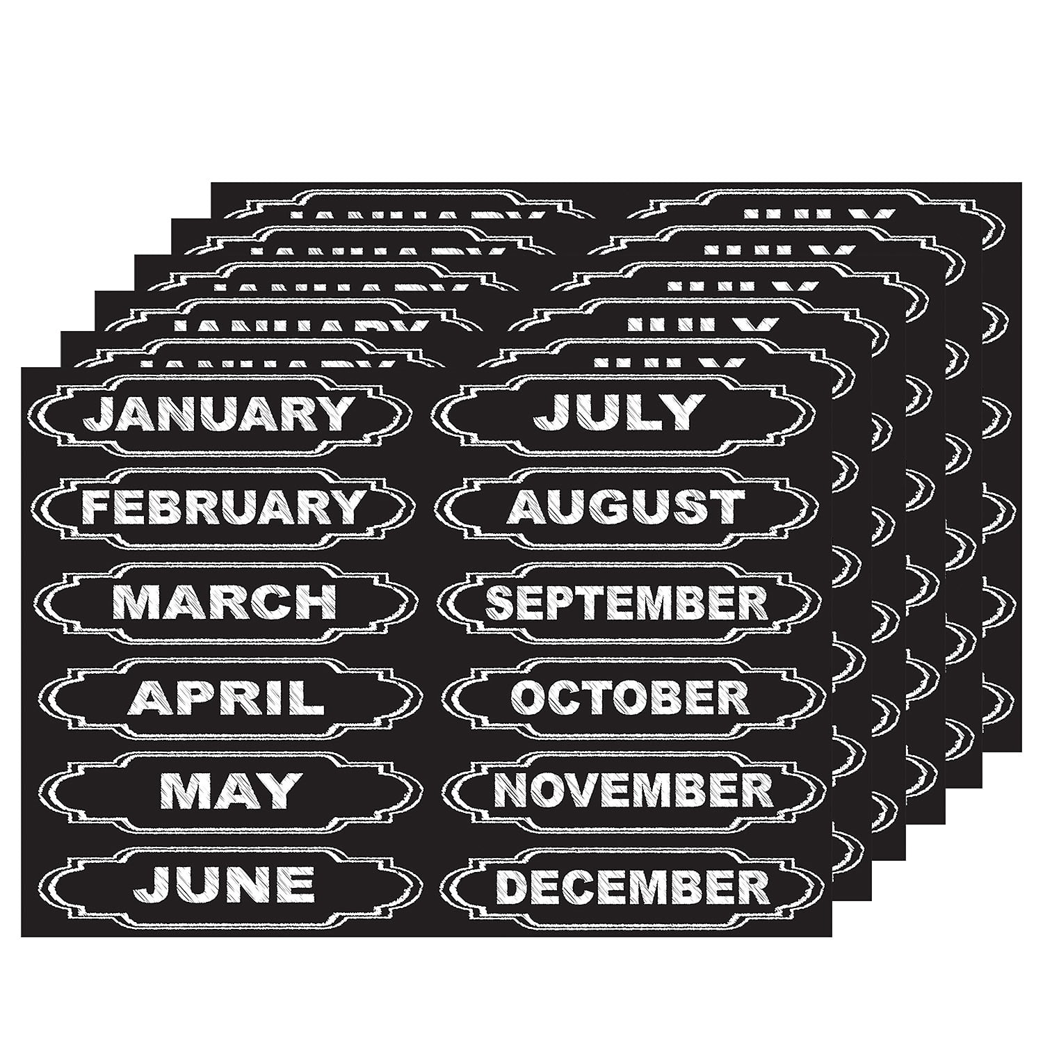 Ashley Productions Die-Cut Magnets, Chalkboard Calendar Months, 12 Per Pack, 6 Packs