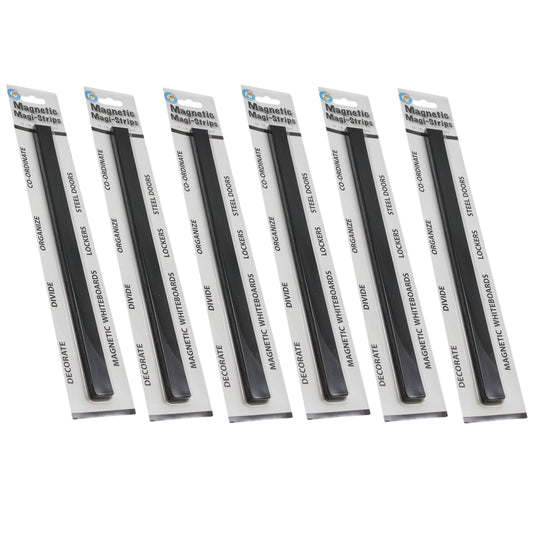Ashley Productions Magnetic Magi-Strips, Black, 12 Feet Per Pack, 6 Packs