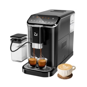 Ataucjin Automatic Espresso Machine, 20 Bar Coffee Machine with Built-in Grinder and Milk Frother, Adjustable Espresso Bean Grinder, One-Touch Screen Coffee Machine with 1.5l Water Tank for Home Offic