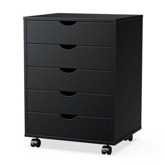 Aukfa 5-Drawer File Cabinet,Wood Dresser Cabinet for Office,Black